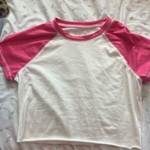 Pink color block tee